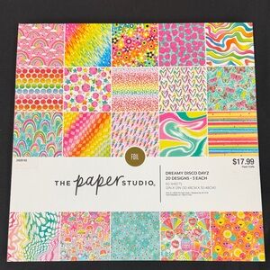 The Paper Studio Dreamy Disco Dayz Paper Pack 20 designs 60 sheets 12x12 foil